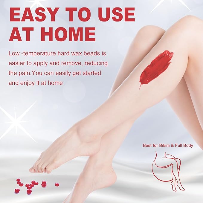 3lb Hard Wax Beads Bulk, Commercial Salon Quality Hypoallergenic Waxing Bead, Unscented Sensitive Skin Stripless Wax Pellets, Coarse & Fine Hair Removal Refill for Body, Bikini Line, Underarm, Legs