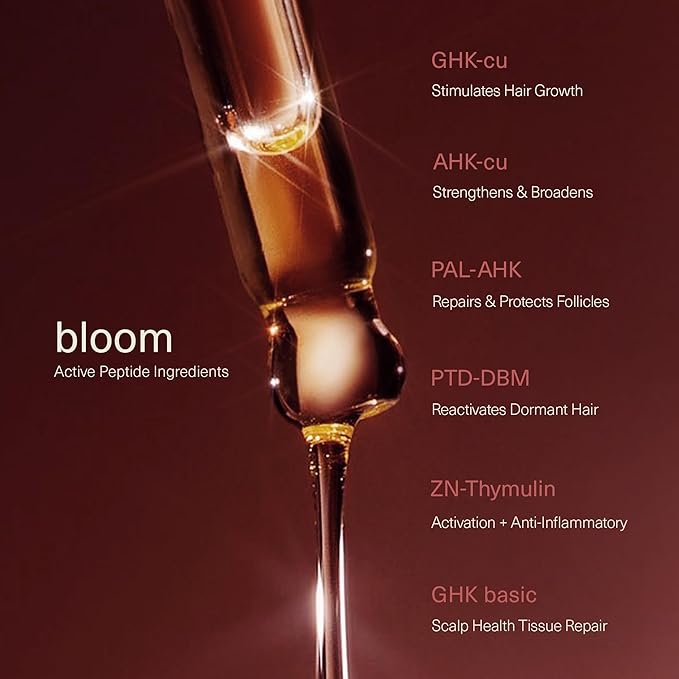Bloom Clinically Proven Copper Peptide Hair Serum for Hair Growth - Non-Greasy & Lightweight Advanced Multi-Peptides for Women w/Thinning Hair - Promotes Fullness, Reduces Shedding - Made in USA