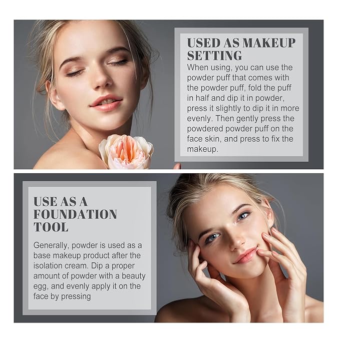 Face Powder, Lasting Waterproof Face Powder Ouhoe, Matte Smooth Flawless Foundation, Lightweight Setting Powders Foundation, Oil Control Face Pressed Finishing Powders (#03 Pure Beige, 0.3oz)