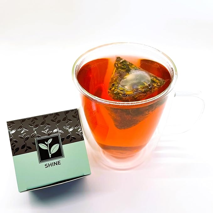 Pure And Easy Tea, Serenity Herbal Tea Sampler, 15 Count Caffeine-Free Variety with 5 Flavors, Natural Loose Leaf Blends in BPA-Free Pyramid Bags, Wellness Gift Box, 49.5g