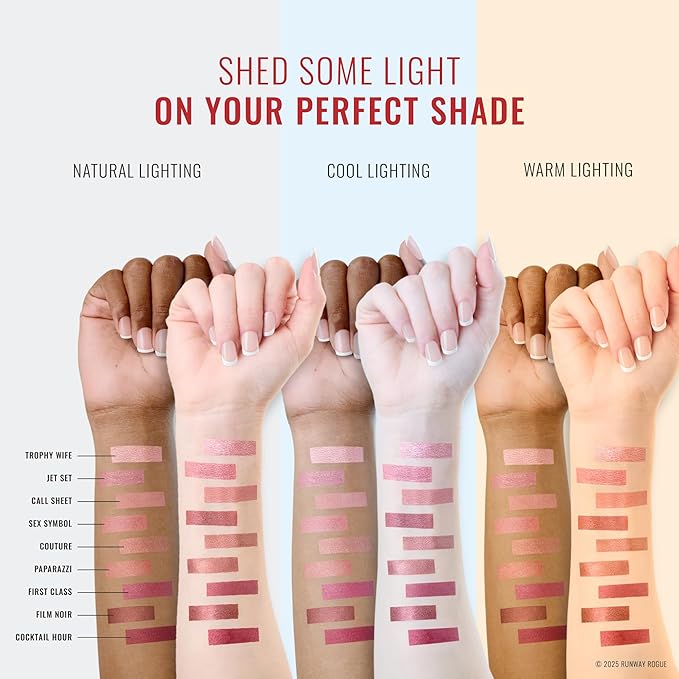 Runway Rogue Silk Glam Liquid Lipstick Lip Trio, Long Wear Frosted Liquid Lipstick Pack, (‘First Class’, ‘Jet Set’, ‘Trophy Wife’)