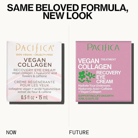 Pacifica Beauty, Vegan Collagen Overnight Recovery Eye & Face Cream, Hyaluronic Acid, Caffeine, Vitamin C & E, Hydrating & Moisturizing Skin Care for Aging and Dry Skin, 15ml - 0.5 fl oz