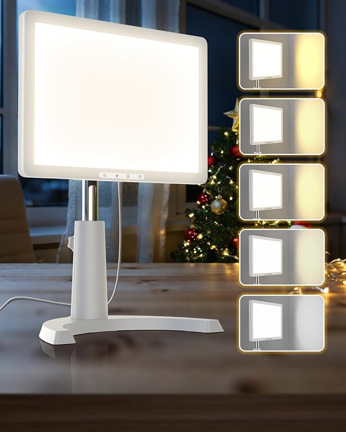 Light Therapy Lamp, 12000 Lux Full Spectum LED Sun Therapy Light with 3 in 1 Mount, Adjustable 10 Brightness/5 Color/Timer/Memory