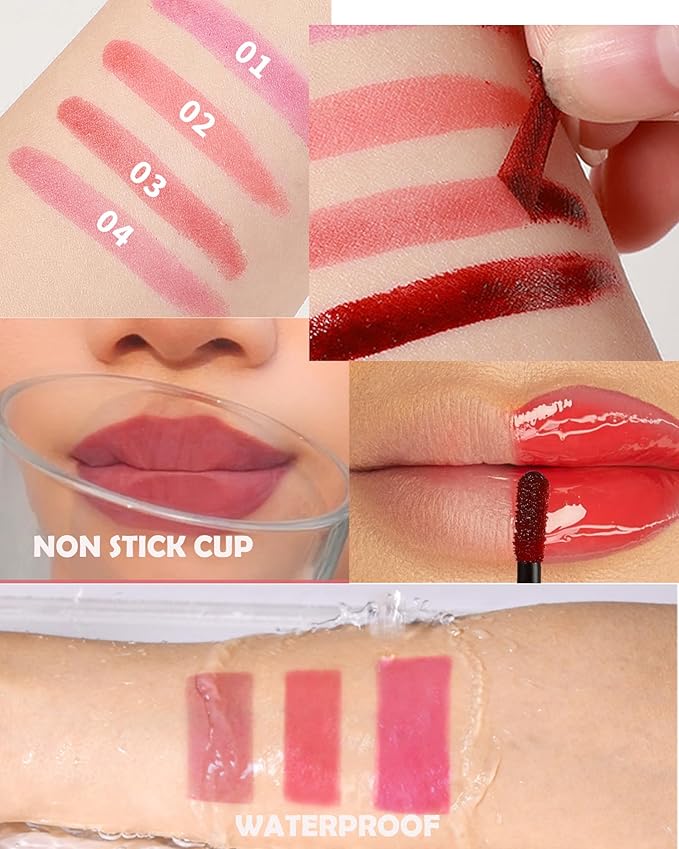 Peel Off Lip Stain Tattoo Lip Gloss,Nude Red Matte Lip Liner Stain Peel Off Waterproof Long Lasting,Highly Pigmented Transfer-Proof Lips Tint Non-Stick Tinted Liquid Lipstick Makeup for Women-02