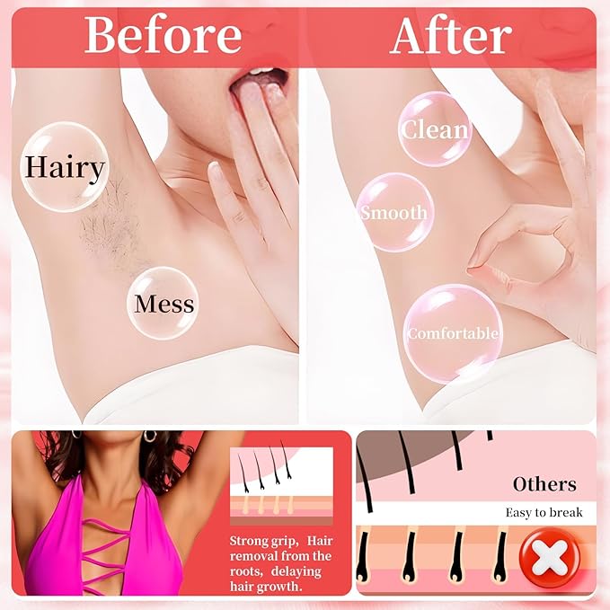 Chulan Hard Wax Beads, 400g Waxing Beads for Sensitive Skin Coarse Hair Removal, Bikini, Full Body, Face Brazilian Waxing, Legs, Fragrance Allergen Free Cute Red Heart Shape