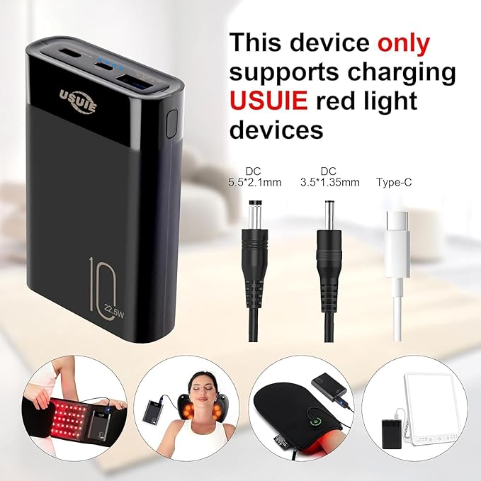 USUIE Red Light Therapy Belt, Infrared Light Therapy Wrap Red Light Therapy Device for Body (Black with Power Pack)