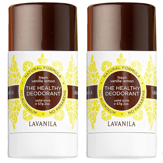 Lavanila Vanilla Lemon Deodorant for Women 2-Pack (2 Oz Each) - Natural Aluminum Free Solid Stick Deodorant, Made In USA, Vegan