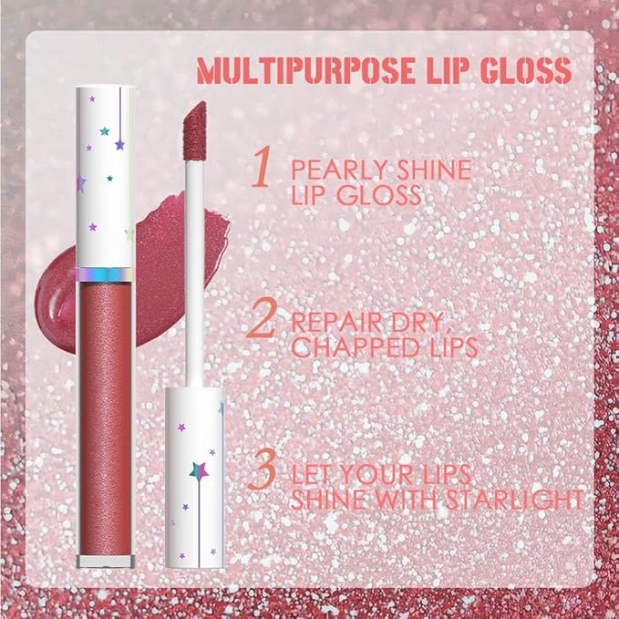 evpct 1Pcs Mauve Red Metallic Glitter iridescent Liquid Lipstick for Women Long Lasting Waterproof 24, Maroon Red frosted Metallic Glitter Shimmer Chrome Glossy Lipsticks Lip Gloss Stains Makeup Set