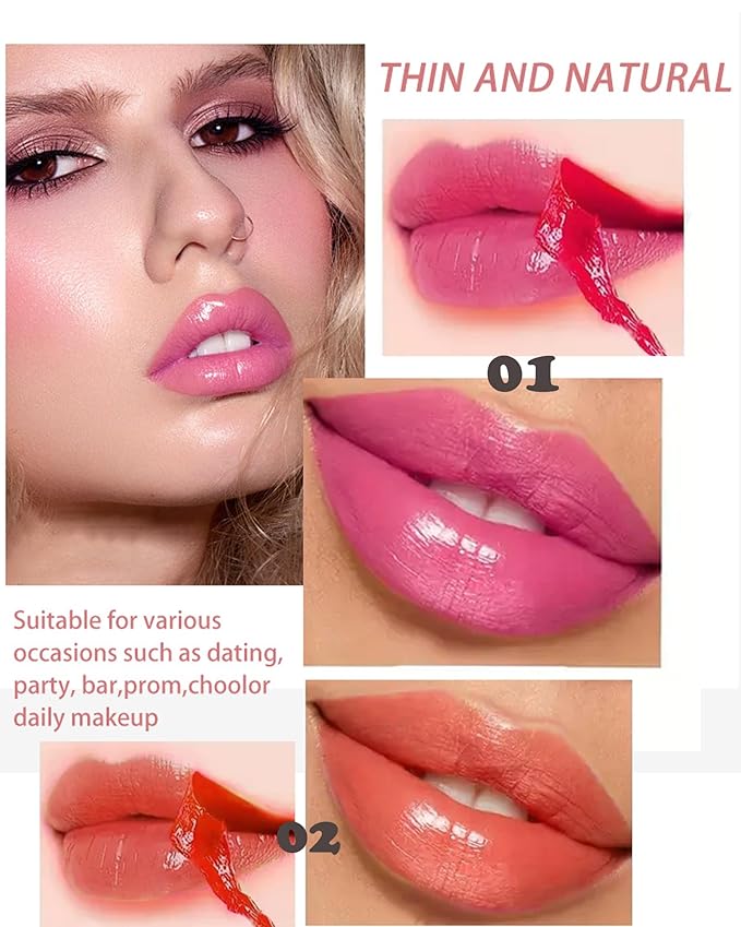 Peel Off Lip Stain Tattoo Lip Gloss,Nude Red Matte Lip Liner Stain Peel Off Waterproof Long Lasting,Highly Pigmented Transfer-Proof Lips Tint Non-Stick Tinted Liquid Lipstick Makeup for Women-02