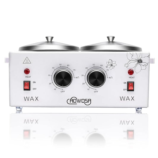 Double Wax Warmer Professional Electric Wax Heater Machine for Hair Removal, Dual Waxing Pot Paraffin Facial Skin Body SPA Salon Equipment with Adjustable Temperature Set