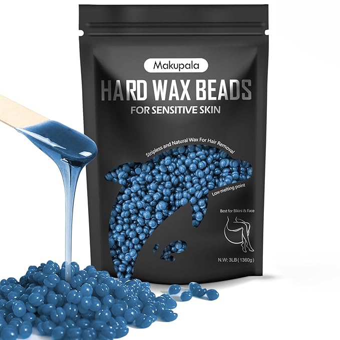 3lb Hard Wax Beads Bulk, Hypoallergenic Brazilian Waxing Bead, Unscented Sensitive Skin Stripless Wax Pellets, Coarse & Fine Hair Removal Wax Refill for Body, Face, Bikini Line, Underarm, Chest, Legs