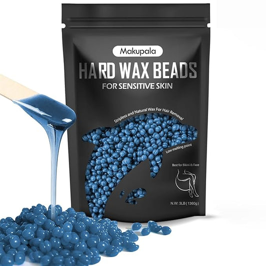 3lb Hard Wax Beads Bulk, Hypoallergenic Brazilian Waxing Bead, Unscented Sensitive Skin Stripless Wax Pellets, Coarse & Fine Hair Removal Wax Refill for Body, Face, Bikini Line, Underarm, Chest, Legs