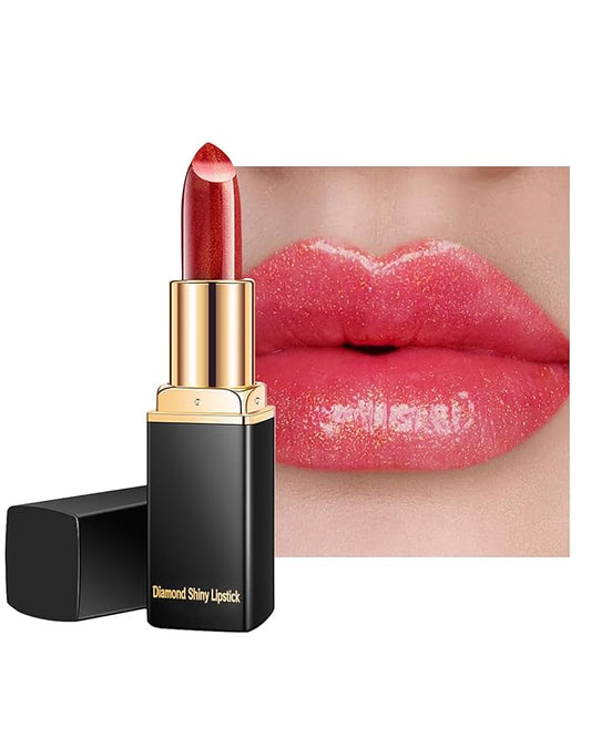 Metallic Rose Color Changing Shimmer Lipstick for Women,3D Shine High Impact Long Lasting Hydrating Transfer Proof Lipstick,Creamy Matte Non Sticky Plumping Lip Gloss,Full Coverage Lip Color Makeup 04