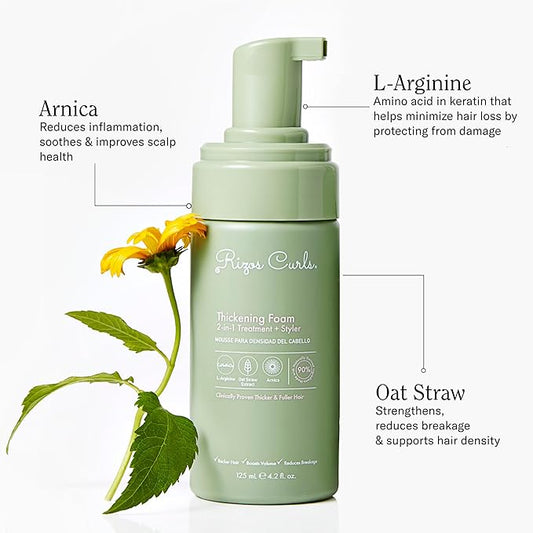 Rizos Curls Thickening Foam 2-in-1 Treatment + Styler, Improve Hair Thickness, Reduces Breakage, Boosts Volume At Roots & Improves Hair Health, 4.2 oz