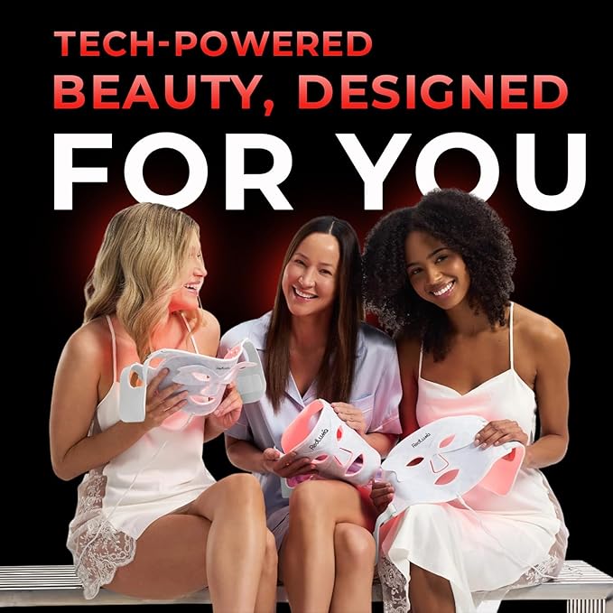 Red Light Therapy Mask for Face LED Face Mask Light Therapy with LEDs,4 Wavelengths (Red, Blue, Orange, Infrared), Rechargeable Remote, Anti-Aging Skin Care, Face Light Therapy Device