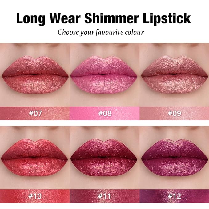 Pink Purple Metallic Lipstick for Women,Lightweight Shimmer Frosted Lipstick,Glitter Lip Gloss Stain Long Lasting Waterproof Smudge Proof 24 Hour Full Coverage Lip Makeup,Vegan