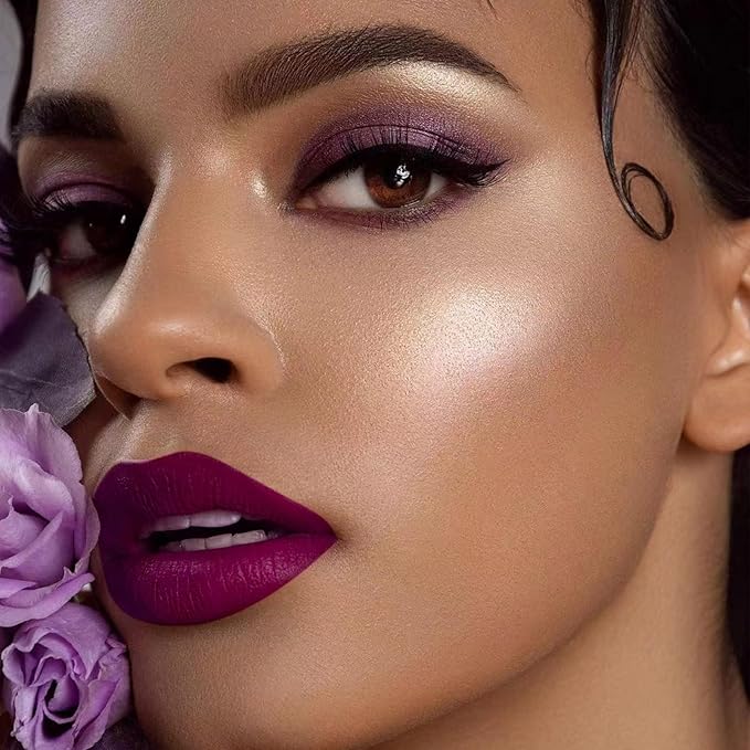 MAKI YIKA 3Pcs Matte Liquid Lipstick Makeup Set Red Purple Pink Lipstick Long Lasting Smudge Proof Non Transfer Lip Makeup, Purple/Pink/DeepRed