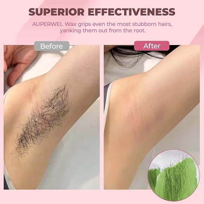 Hard Wax Beads for Hair Removal - 2.5lb/40oz Sensitive Skin Waxing Kit with 20 Sticks for Brazilian, Bikini, Underarms, Face & Body - Large Bulk Tea Tree Wax Beads