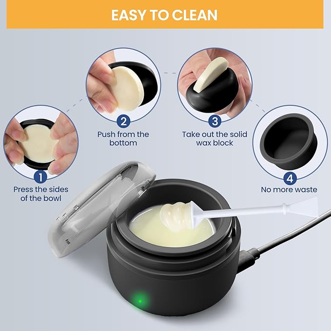 SUERBEATY Ear Nose Wax Kit Men, Nose Hair Waxing Kit for Men, Ear Hair Removal Wax 100g, 20 Pcs Nose Applicator, 15-20 Times, Usb Rapid Heating, Constant Temperature, Painless, Black