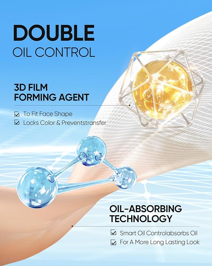 Velvet Matte Cushion Foundation Blue Ultra Cover Powder Foundation, 12h Oil-Control, Lightweight, Long-Lasting, Waterproof Korean Cushion Makeup(#02 Ivory)