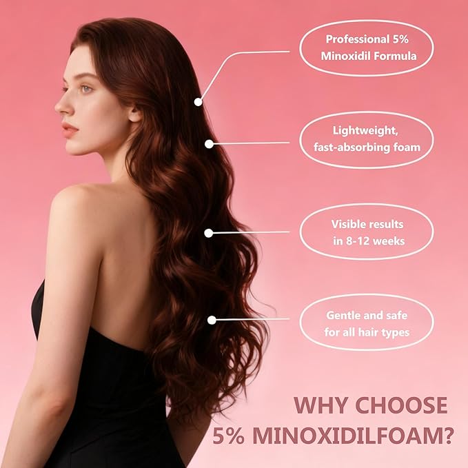 5% Minoxidil Hair Growth Foam - Men and Women Suitable for Hair Thinning Receding Hairline and Hair Loss to Hair Regrowth Get Thicker Fuller Hair for Women and Men