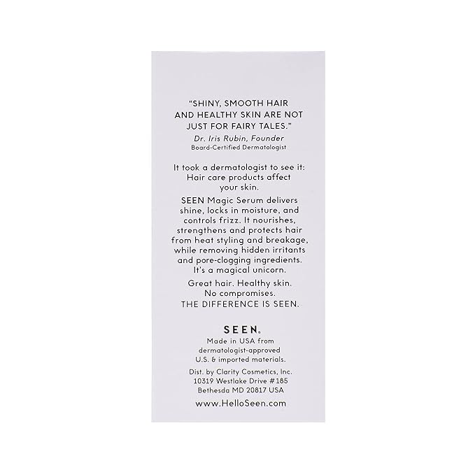 SEEN Magic Serum, Fragrance Free - Non-Comedogenic & Sulfate-Free Hair Serum- Anti Frizz- Dermatologist-Developed - Safe for Sensitive, Eczema & Acne Prone Skin