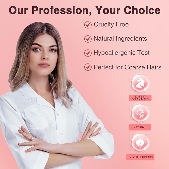 Hard Wax for Hair Removal, Rose Pink Wax Beads for Sensitive Skin and Brazilian Waxing, 10.5 Ounce/bag with 10pcs Wax Sticks