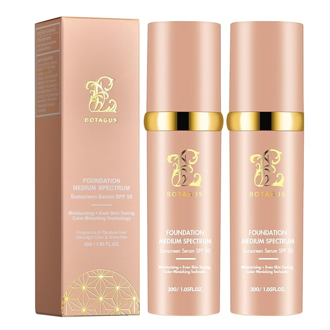 Match Cosmetics Foundation 4 in 1-Medium Spectrum,4 in 1 Cosmetics Foundation Liquid with SPF 50+, Concealer Cosmetic Lightweight Makeup, Longwearing & Waterproof for Makeup（2 Pack）