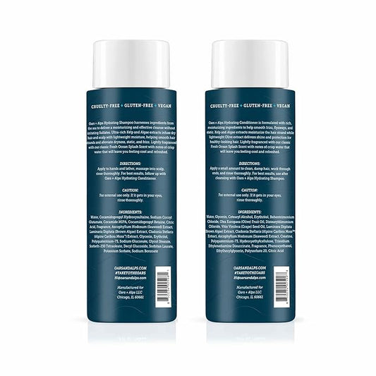 Oars + Alps Men's Sulfate Free Hair Shampoo and Conditioner Set for Men & Women, Infused with Kelp & Algae Extracts, Nourishing & Moisturizing, Paraben Free, Fresh Ocean Splash Scent, 2pk, 13.5oz