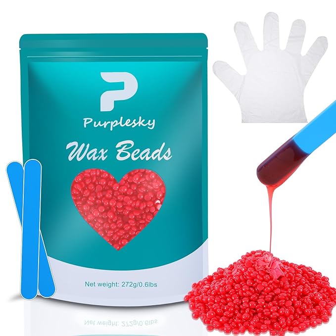 Wax Beads, 0.6 Lbs Coarse Hard Wax Beads for Hair Removal, Bikini Waxing Beads for Sensitive Skin, Brazilian, Leg, Face, Armpit, Home Waxing Bulk with Silicone Wax Stick (strawberry)