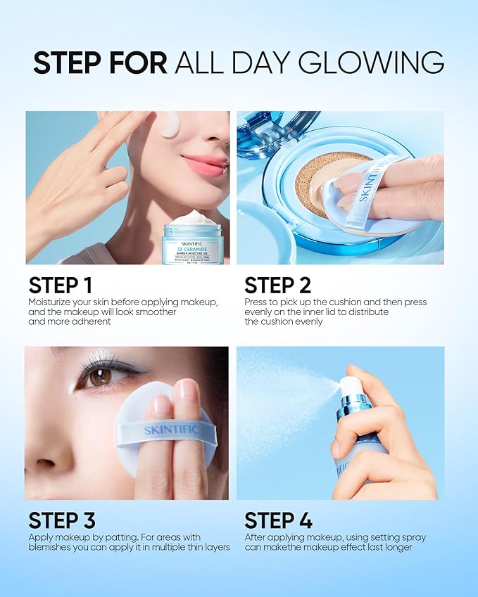 Velvet Matte Cushion Foundation Blue Ultra Cover Powder Foundation, 12h Oil-Control, Lightweight, Long-Lasting, Waterproof Korean Cushion Makeup(#02 Ivory)