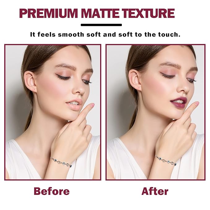 Matte Nude Lipstick Silky Velvet Lip Gloss Nude Lip Stain Paper Tube Lipsticks Non-Stick Cup, Waterproof Long Lasting Matte Lipstick for Women Daily Professional Lip Makeup-07 Fuchsia