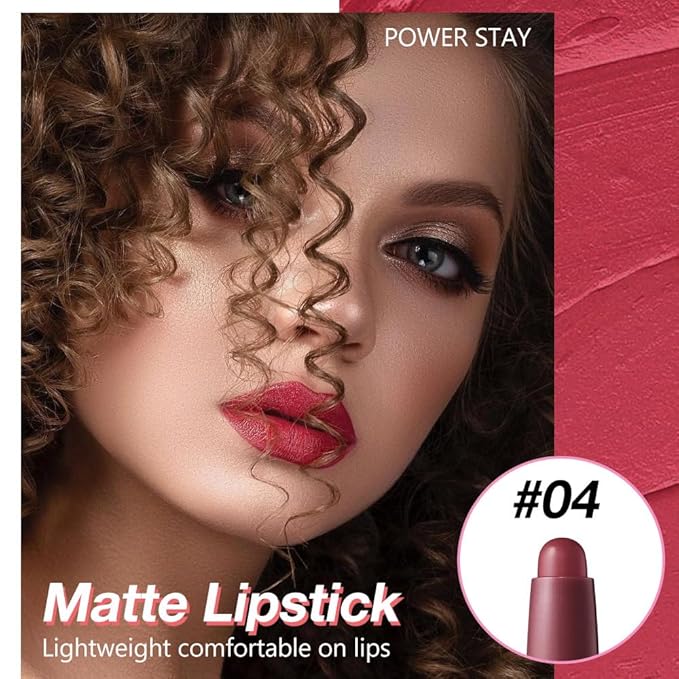 Cardinal Red Matte Lipstick Crayon - High Pigment Creamy Formula, Waterproof Long Lasting, Smooth Glide Application, Non-Sticklipstick,Ultra Thin Lightweight,Velvet Matte Lip Feel for Women 04