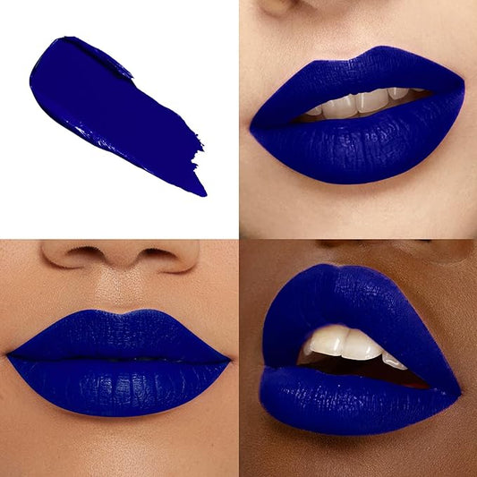 Blue Lipstick Long Lasting, Matte Liquid Lipsticks for Women Non Transfer Smudgeproof Smooth and Easy to Appy Cruelty Free Lip Color, M58