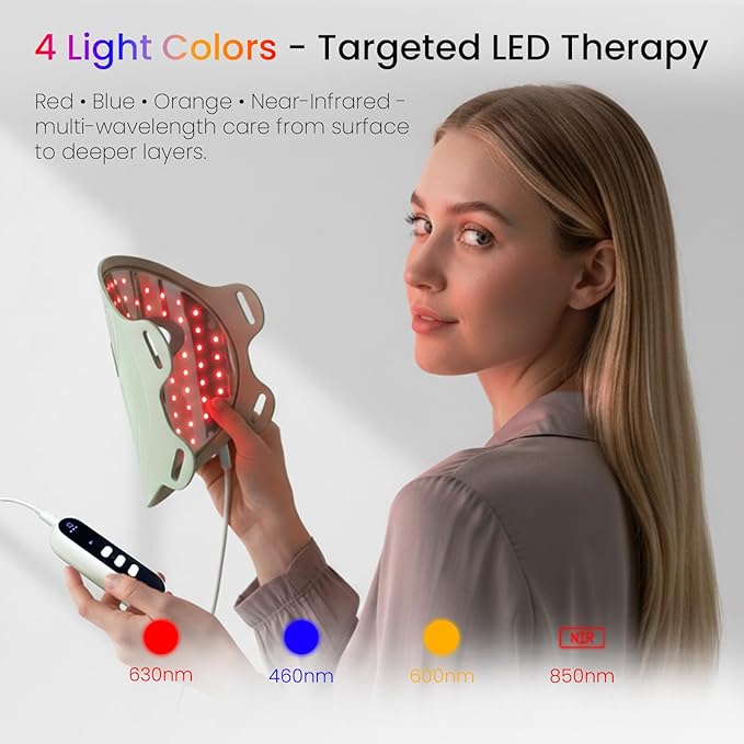 LED Light Therapy Mask for Face, 4 Modes LED Face Mask Light Therapy with 850nm Near-Infrared, 400 LEDs, Rechargeable, Portable Anti-Aging Device (Sage Green)