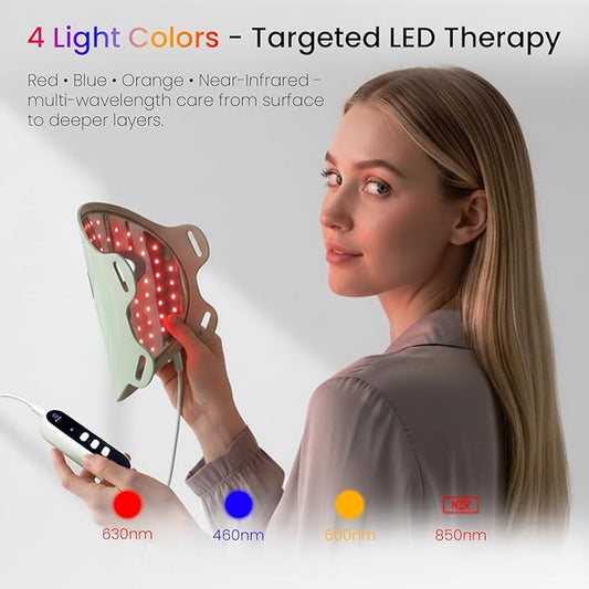 LED Light Therapy Mask for Face, 4 Modes LED Face Mask Light Therapy with 850nm Near-Infrared, 400 LEDs, Rechargeable, Portable Anti-Aging Device (Sage Green)