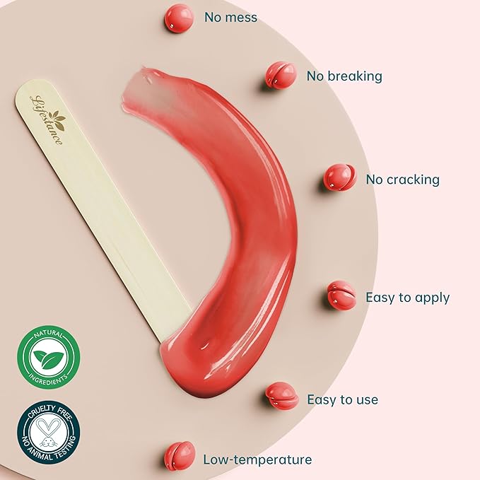 Lifestance Hard Wax Beads, 1lb Strawberry Red for Coarse Hair Removal, Painless Bikini and Body Waxing for Fine Hair - Wax Warmers at Home for Women and Men