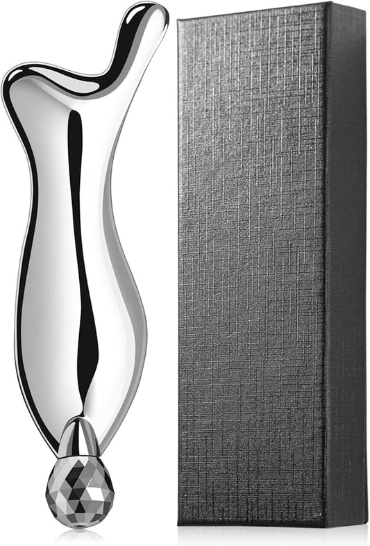 4-in-1 Gua Sha Facial Tools, Metal Lymphatic Drainage Massager Facial Roller for Wrinkles and Lifting, Stainless Steel Gua Sha Tool for Face