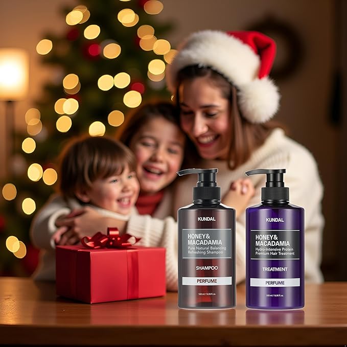 KUNDAL Korean Shampoo and Conditioner Set [Amber Vanilla] Salon-quality, Long Lasting Scent, Moisturizing, Sulfate-Free, Argan & Macadamia Oil, Korean Hair care,16.9 fl oz each, Stocking Stuffers