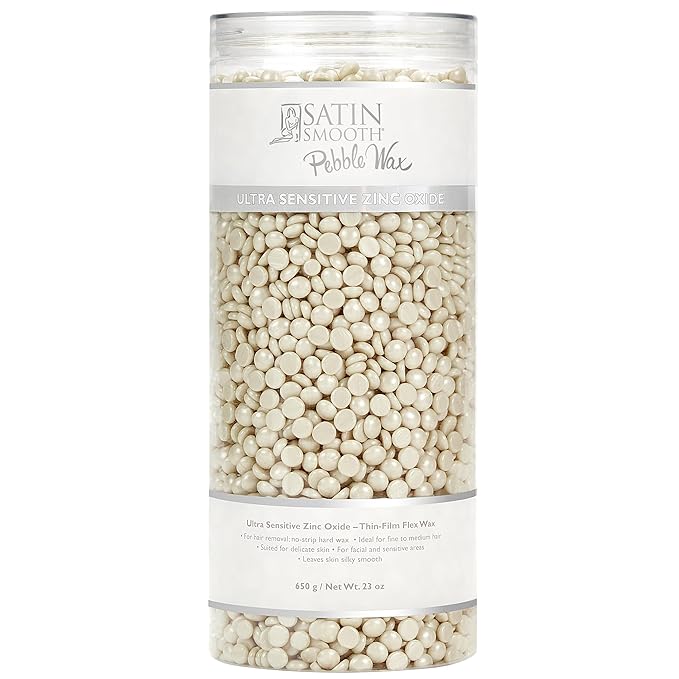 Satin Smooth Ultra Sensitive Zinc Oxide Hard Wax Beads – Thin-Film Pebble Wax for Hair Removal, Ideal for Face & Bikini Area, 23 oz