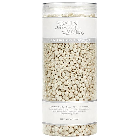 Satin Smooth Ultra Sensitive Zinc Oxide Hard Wax Beads – Thin-Film Pebble Wax for Hair Removal, Ideal for Face & Bikini Area, 23 oz