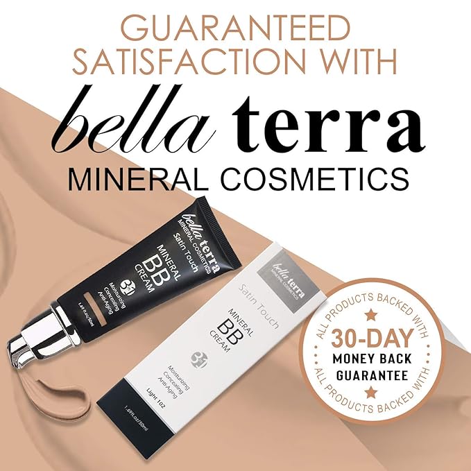 Bellaterra Cosmetics BB Cream – Tinted Moisturizer & Mineral Foundation Makeup, Light 102 – Lightweight, Oil-Free, Buildable Coverage, Matte Finish, Anti-Aging Concealer, Clean Beauty, 1.69 oz