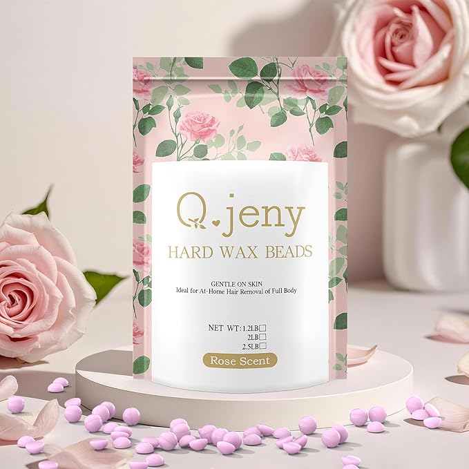 Wax Beads, Hard Wax Beads for Hair Removal, 2.5lb Waxing Beads with Rose Formula for Sensitive Skin Women Men, Brazilian Bikini, Face, Arms, Chest, Back, Legs, Eyebrows