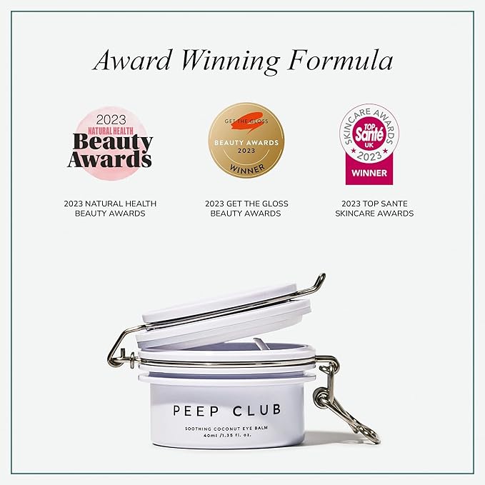 Peep Club Soothing Coconut Eye Balm – Optometrist Formulated, Tea Tree Oil Free, Eye Makeup Remover, Nourishing Eye Cream, Sensitive Skin, Coconut Oil, Chamomile, Cureberry, Strengthens Lashes, 1.4oz