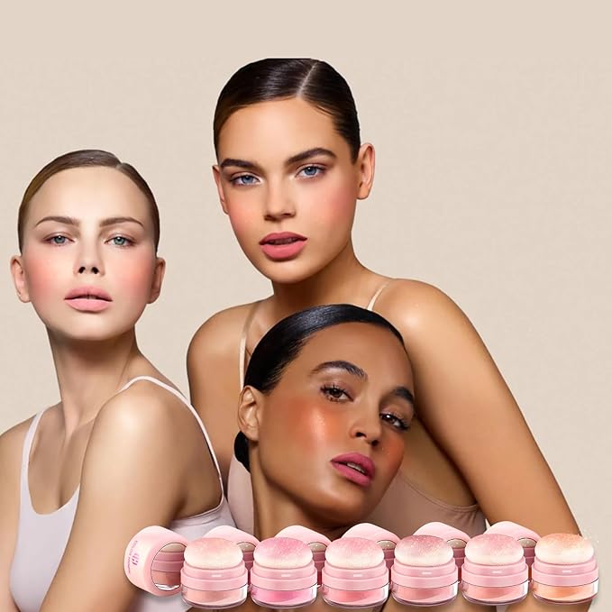 Color Nymph Cushion Blusher, Micro-Shimmer Face Blush For Brown/Tan/Dark Brown/Deep Skin Cheek Blusher Mushroom Air Cushion Blush Highly Pigmented 06# Orange Pink