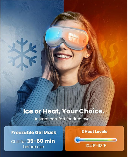 BOB AND BRAD Eye Massager with Heat and Cooling, EyeOasis 3 Eye Mask for Migraine FSA Eligible/HSA Eligible, Heated Face Massager for Dry Eye Strain Relief Improve Sleep, Birthday Gifts for Women Men