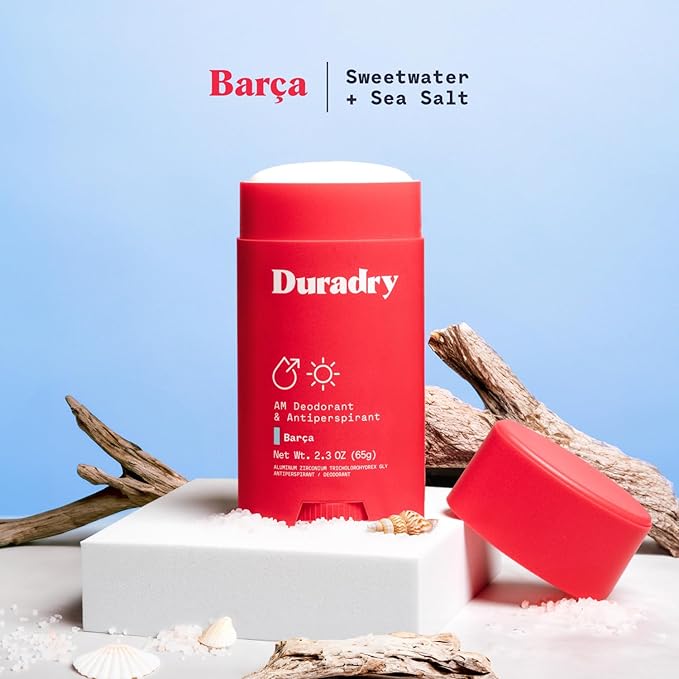 Duradry Clinical-Strength Antiperspirant Deodorant for Women and Men – Clean Formula with Natural Ingredients for Odor and Excessive Sweat Protection – Barca (SweetWater + Sea Salt) - pack of 2