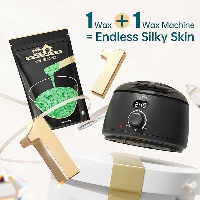 Lifestance Aloe Vera Wax Beads, Wax for Sensitive Skin, Hair Removal Wax Beans for Face, Legs, Coarse & Fine Hair, Pearl Beads, Unisex, 16 Ounce, 20 Count