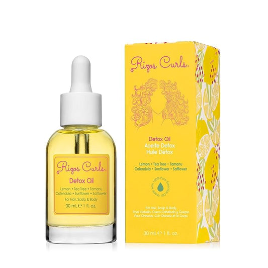 Rizos Curls Detox Oil, Detox & Balance Scalp to Reduce Buildup & Soothe Irritation, Support Hair Growth & Health with Tea Tree & Lemon Oil, For All Hair Types 1a - 4c, 1 oz