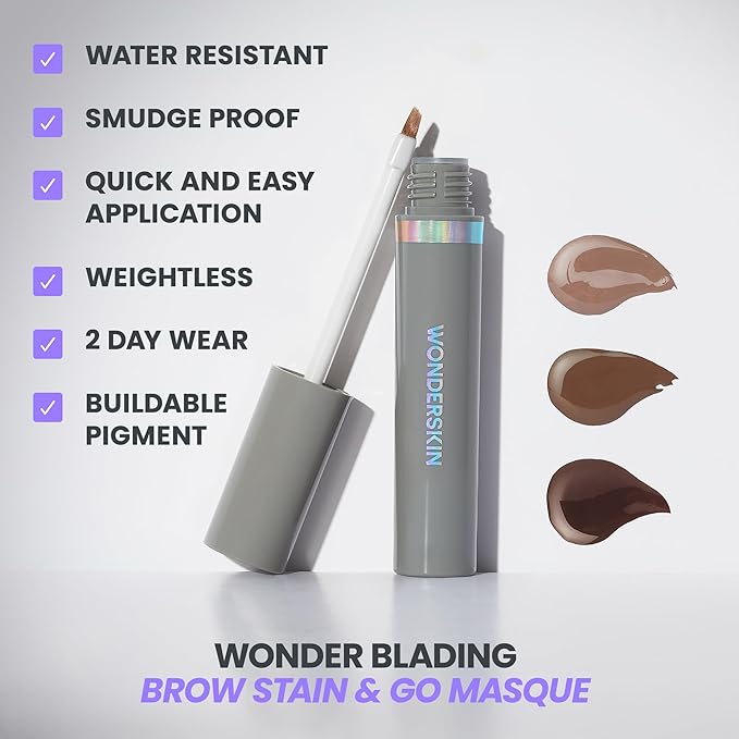 Wonderskin Wonder Blading Brow Stain & Go Masque - Long Lasting Eye Brow Tint, Transfer Proof and Smudge Proof Eyebrow Tint Stain (Blonde)
